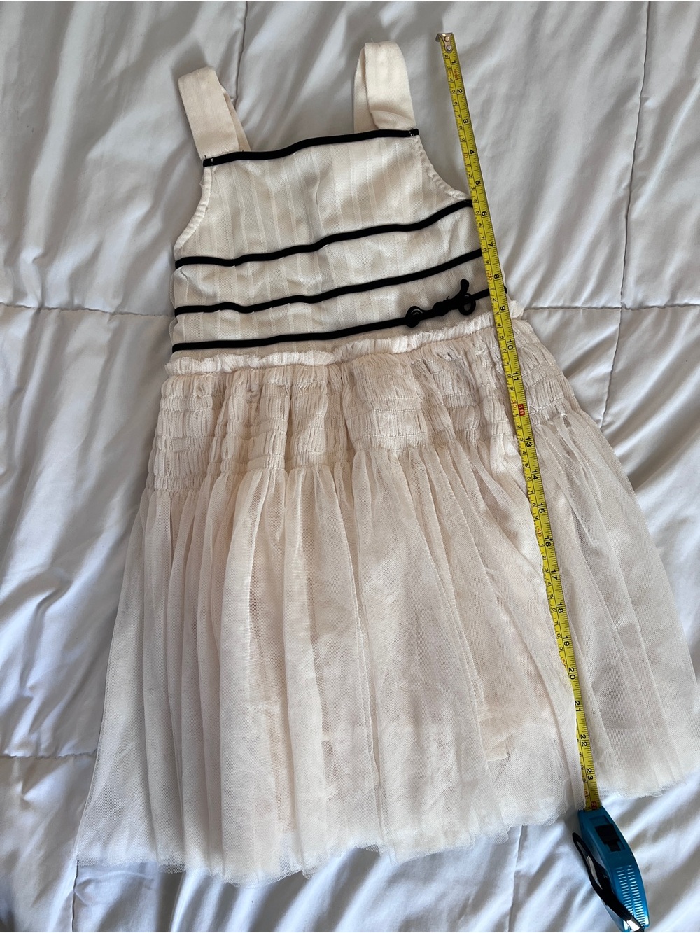 Peek Girls 6/7 Cream Tulle Party Dress with Black Trim